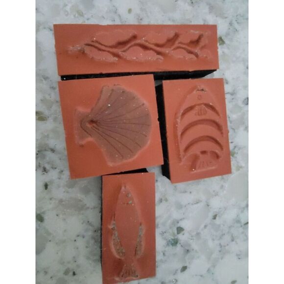 Lot Of 6 Vintage SEA LIFE Rubber Stamp Set Pre-Owned Some Unused - Picture 6 of 6